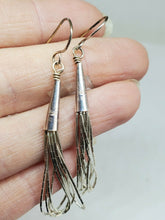 Navajo Rising Sun Sterling Silver Liquid Silver 5 Strand Looped Dangle Earrings