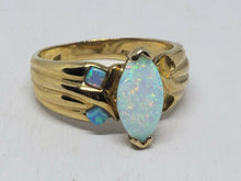 Sterling Silver Gold Plated Simulated Marquise Opal Ring *Missing Stones*