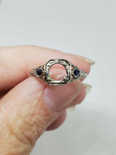 Antique Art Deco 18k White Gold Diamond And Sapphire Filigree Ring Setting Only