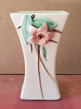 Vintage McCoy Ceramic Pink Raised Applied Flower Vase