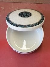 Vintage Hankook Chinaware White Flower Embossed Trinket Box With Lid