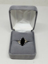 10k White Gold Black Onyx And White Topaz Leaf Bypass Style Ring Size 6