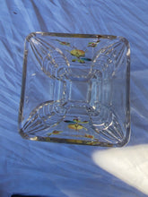 Vtg Clear Pressed Glass Compote Footed Pedestal Candy Dish Hand Painted Appliqué