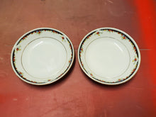 Vtg Pair Of Lynn's Fine China Colorful Flowers Black And Gold Trim Cereal Bowls