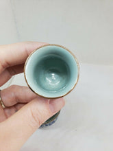 Vintage Japanese Blue Flowers And Petals Sake Cups Signed