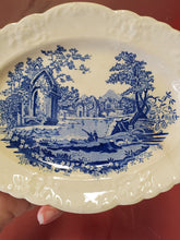 Antique Ironstone Blue Transferware English Abbey Oval Serving Plate