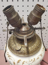 Antique B&H Victorian Carlsbad Austria Blue Flower Gold Filigree Parlor Lamp