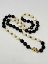 Vintage 14k 1/20 Gold Filled Genuine Onyx and Mother of Pearl Necklace