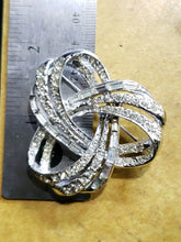 Vintage Signed PELL Clear Rhinestone Bow Brooch