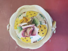 Antique Porcelain Capodimonte Italy Handpainted Flowers Potpourri/Jewelry Box