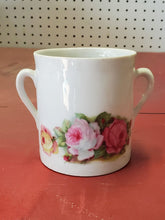 Antique Germany Double Handle Mug Hand Painted Flowers