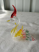 Vintage Hand Spun Peacock Rainbow Glass Bird Figurine 2nd Broken Figure Included