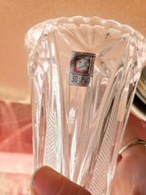 Vintage Pair Of Italian Genuine Lead Crystal Diamond Pattern Vases