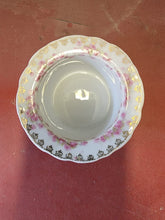 Antique Germany Marked Porcelain Hand Painted Roses Scalloped Edge Ramekin Gold