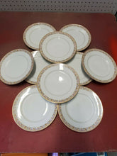 Antique Set of 10 L Bernardaud & Co Limoges Filigree Gold Rim Luncheon Plates
