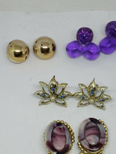 Vintage Mixed Earrings Lot Clip Screwback Agate, Beaded Gold Tone Faux Pearl