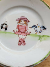 Vintage Hand Painted Nippon Little Girl With Animals Nut/Candy Dish