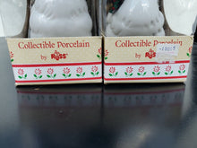 Vintage Russ Berrie "Holly Goose" White Porcelain Christmas Geese Figurines
