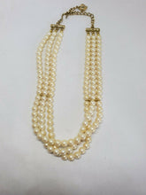 Vintage Carolee 3 Strand Adjustable Faux Pearl Necklace