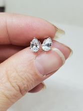 Sterling Silver Clear Cubic Zirconia Teardrop Stud Earrings