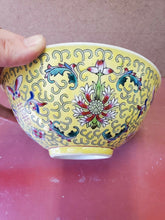 Vintage Famille Jaune Yellow Floral Butterfly Noodle Bowl Made In China