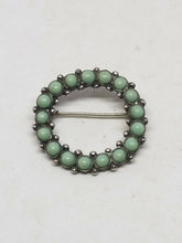 Vintage Taxco Mexico Sterling Silver Turquoise Circle Brooch