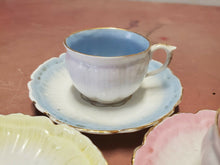 Vintage 8 Piece Fine Bone China Pastel Colored Demitasse Cups And Saucers