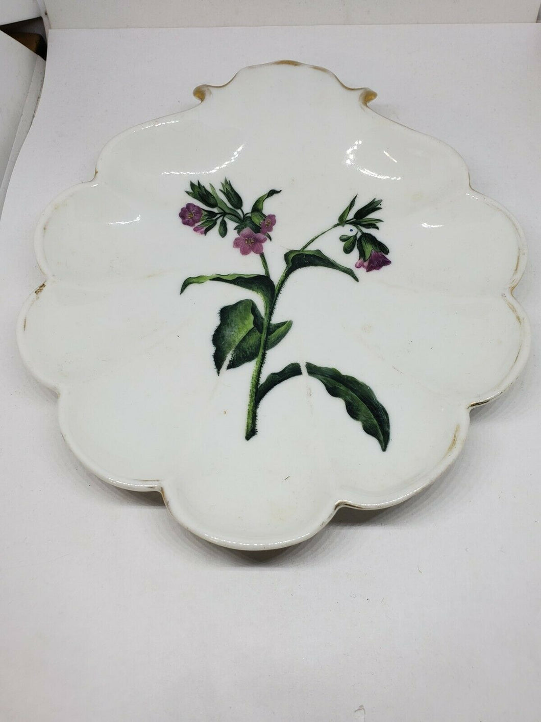 Vintage Bing And Grondahl Hand Painted Flowers Shell Shaped Dish
