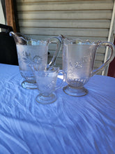 Vintage Clear Cut Glass Dotted And Twisted Pattern Flower Pitchers