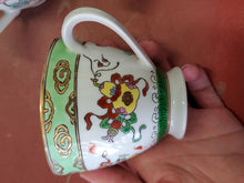 Vintage Chinese Green And White Celebration Tea Set Teapot Creamer Sugar 4 Cups