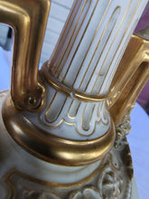 Antique 1890 Victorian Royal Worcester Blush Ivory Cabinet Vase Gold Trim