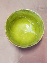 Vintage Mexico Green Handmade Hand Painted Ceramic Bowl