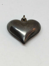 Vintage Sterling Silver Puffy Heart Wide Pendant 925 Italy