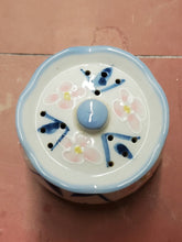 Hand Painted Porcelain Potpourri Jar Blue With Pink Flowers