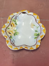 Vintage Japanese Scalloped Porcelain Hand Painted Yellow Flower Bowl