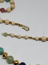 Vintage Gold Tone Colorful Glass Bead Necklace 31"