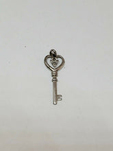 Sterling Silver Diamond Open Heart Key Pendant 925