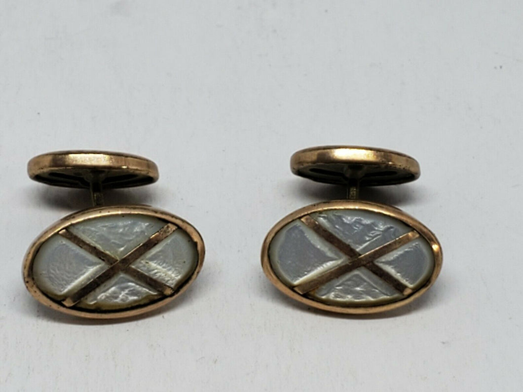 Vintage Gold Filled Mother Of Pearl X Cufflinks