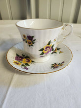 Vintage Royal Windsor Fine Bone China Purple And Yellow Flower Cup & Saucer