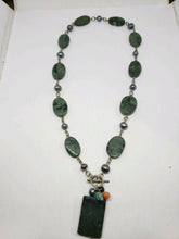 Handmade Jade And Peacock Black Pearl Necklace