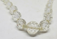 Vintage Sterling Silver Faceted Rock Crystal Graduated Necklace