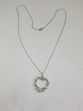 Vintage Sterling Silver Clear Rhinestone Open Heart Pot Metal Necklace
