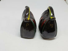 Vintage Japanese Bag Brown And Green Ceramic Salt And Pepper Shakers