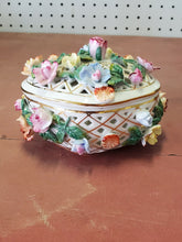 Antique KPM Diamond Lace Pierced Multicolor Flower Porcelain Trinket Box