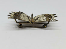 Antique 800 Silver Twist Wire Enamel Butterfly Filigree Brooch