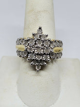 Vintage Sterling Silver Gold Plated Diamond Cluster Ring Size 8