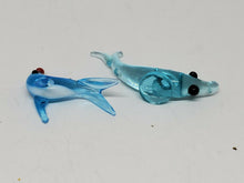 Vintage Pair Of Blue Hand Blown Glass Sea Animals Dolphin & Seal Figurines