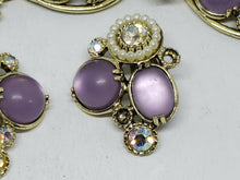 Vintage Selro Corp Purple Lucite Aurora Borealis Rhinestone Demi Parure Bracelet