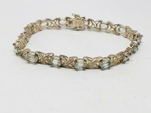 Sterling Silver Aquamarine Hugs And Kisses XOXO Tennis Bracelet 925 HAN THAI