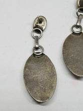 Vintage Navajo Sterling Silver Malachite Bear Claw Shadowbox Drop Earrings